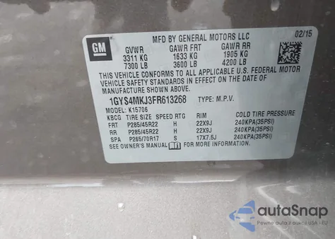 2015 Cadillac Escalade Luxury from USA, damaged, VIN 1GYS4MKJ3FR613268